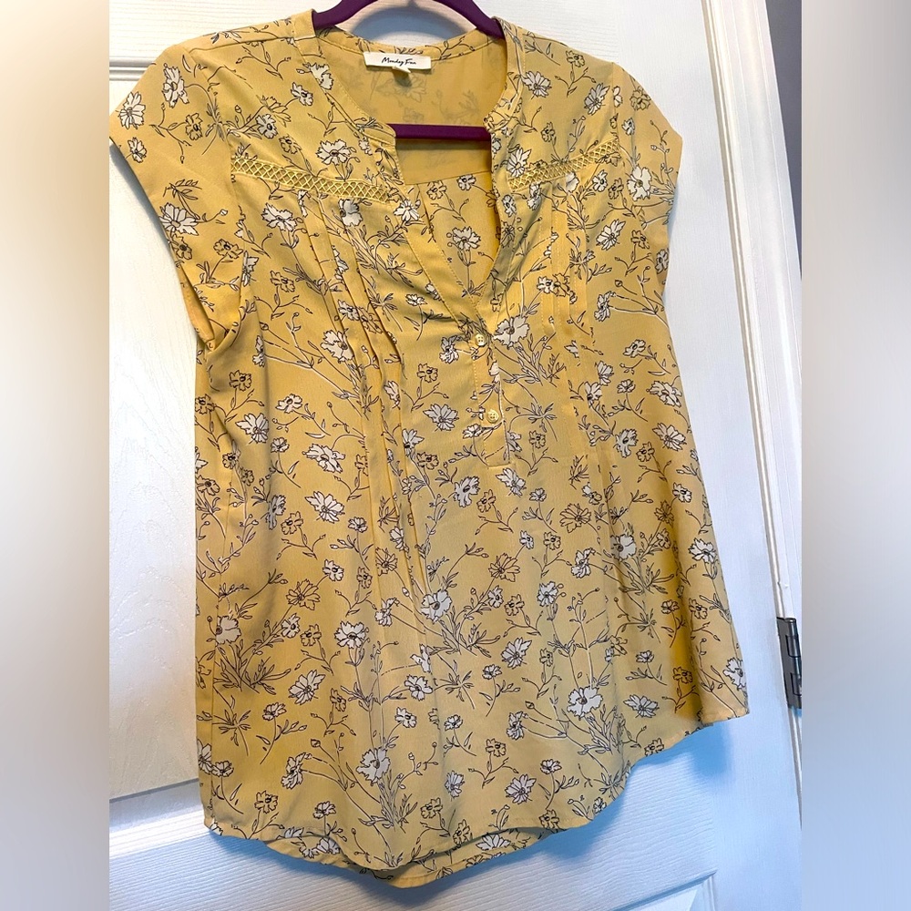 Pale yellow floral shirt